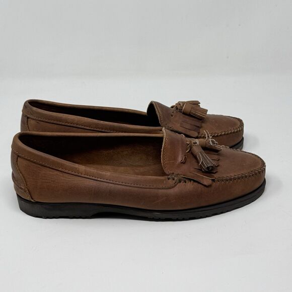 American Eagle Loafers Shoes Mens 13 D Brown Leather Kiltie Tassels Y2K USA Made main image 12